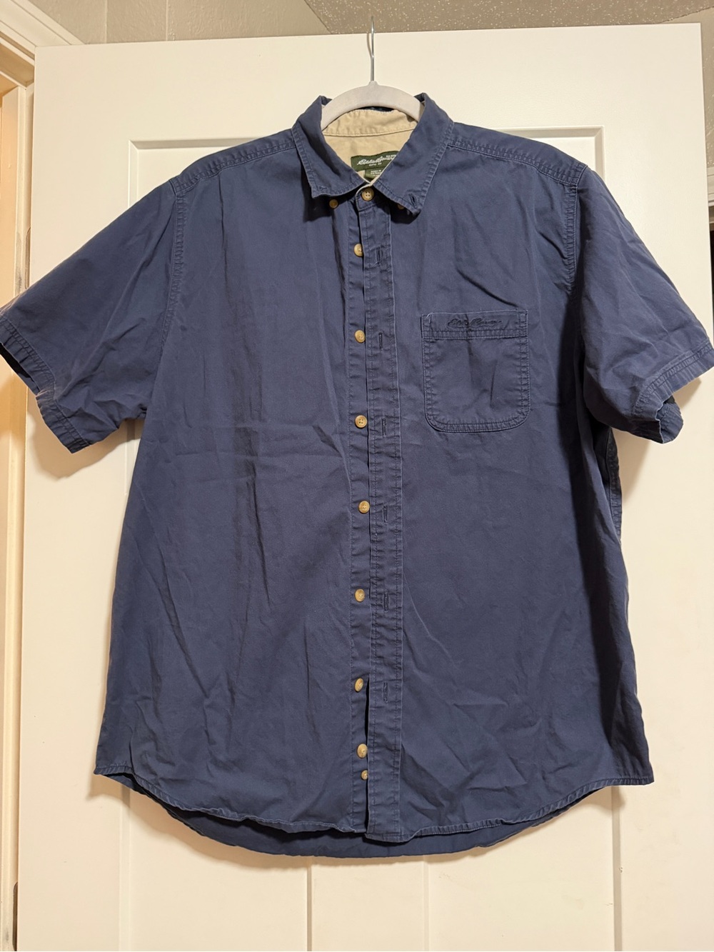 Eddie Bauer Navy Short-Sleeve Button-Down Shirt